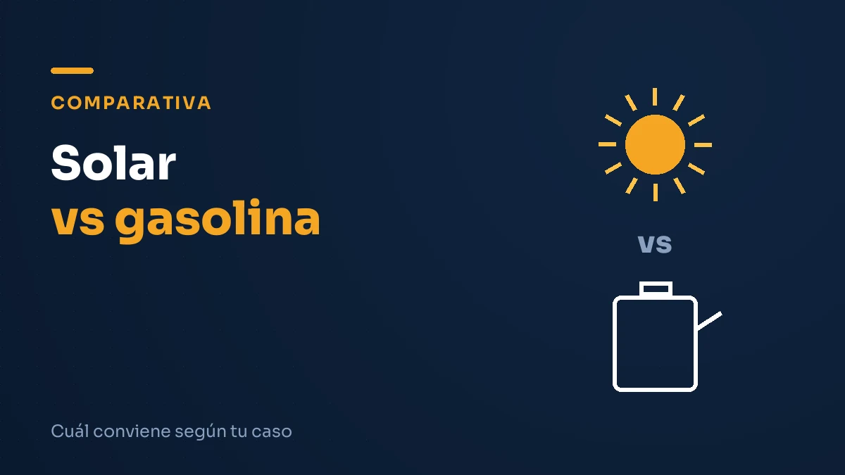 Ilustración editorial comparando generador solar y de gasolina